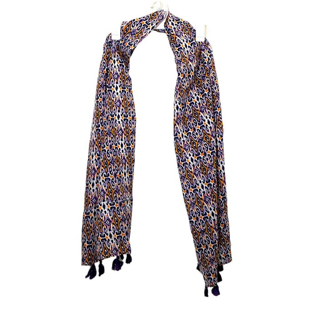 NWOT Woman Within‎ Bohemian Shawl/Scarf Purple/Orange/White One Size 100% Cotton